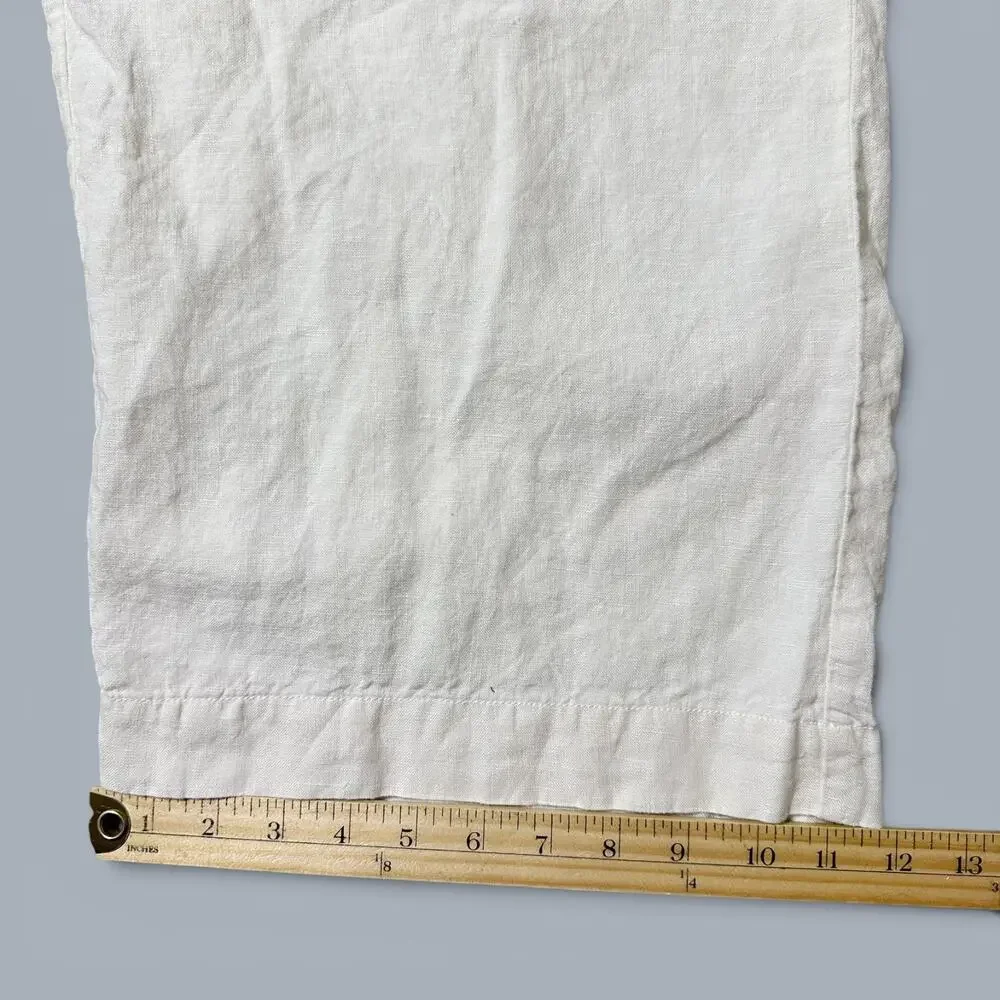 Everlane European Flax Linen Drawstring Pants Womens Size L Off White Pull On